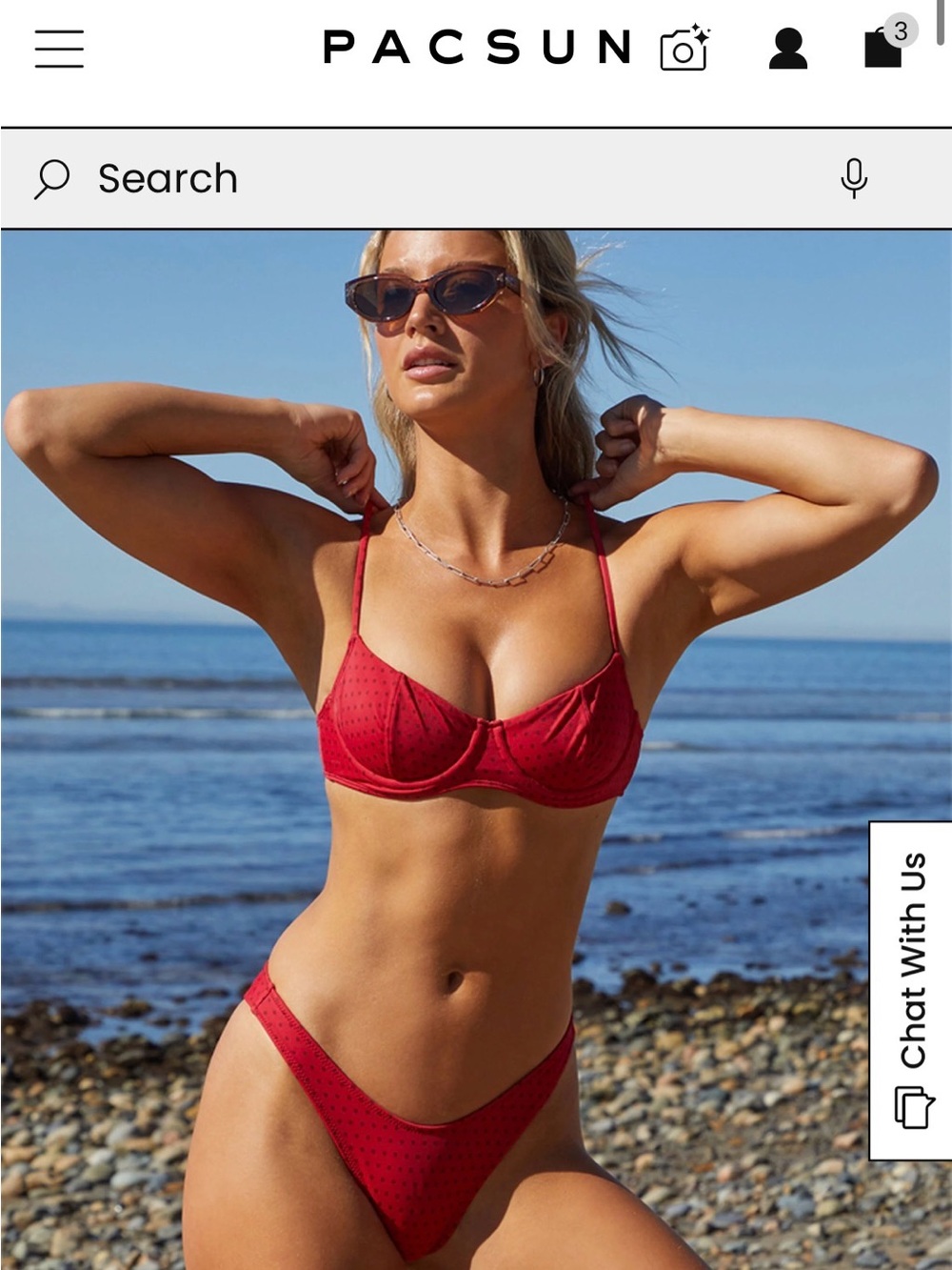 PacSun Red bikini  High-Cut Bottom polka dot
